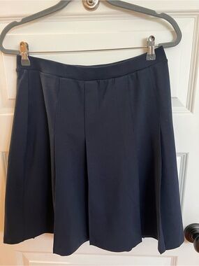 Lands' End Navy Pleated Skater Skirt